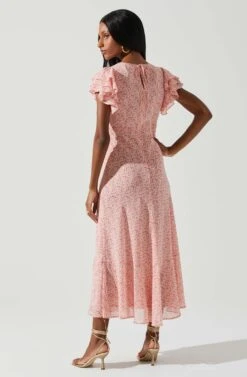 Celestine Floral Ruffle Midi Dress -Chic Ladies Wear Shop ADR101613 PINKREDFLORAL 5