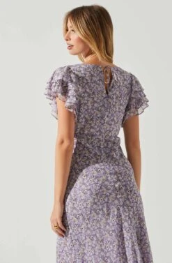 Celestine Floral Ruffle Midi Dress -Chic Ladies Wear Shop ADR101613 PURPLEFLORAL 5