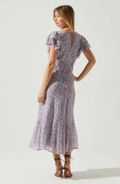 Celestine Floral Ruffle Midi Dress -Chic Ladies Wear Shop ADR101613 PURPLEFLORAL 6