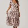 Floral Cinched Bust Cutout Center Midi Dress -Chic Ladies Wear Shop ADR101632 BLUEMULTIFLR 2