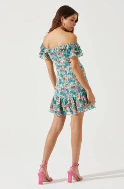 Flutter Sleeve Smocked Mini Dress -Chic Ladies Wear Shop ADR101648 BLUEPINKMULTI 5