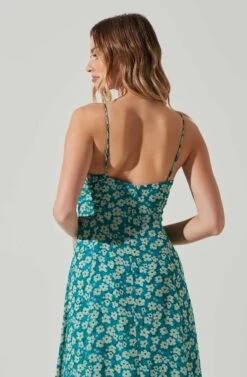 Floral Ruched Bust Midi Dress -Chic Ladies Wear Shop ADR101663 BLUEFLORAL 5