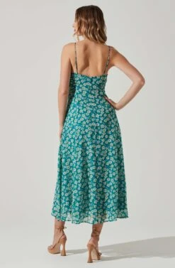 Floral Ruched Bust Midi Dress -Chic Ladies Wear Shop ADR101663 BLUEFLORAL 6