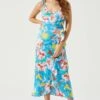 Satin Front Tie Wrap Floral Midi Dress -Chic Ladies Wear Shop ADR101683 CAPRIBLUEFLORAL 1