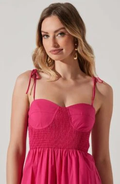 Tiered Smocked Midi Dress -Chic Ladies Wear Shop ADR101693 FUCHSIA 4