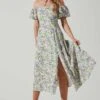 Off Shoulder Puff Sleeve Midi Dress -Chic Ladies Wear Shop ADR101706 PURPLEMULTIFLORAL 1