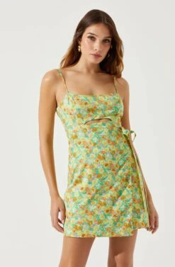 Keyhole Wrap Floral Mini Dress -Chic Ladies Wear Shop ADR101709 GREENMULTIFLORAL 3