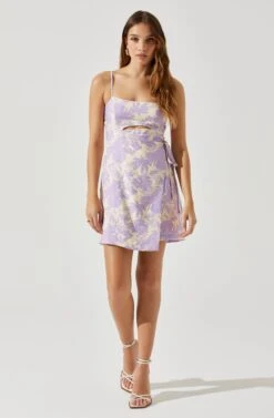 Keyhole Wrap Floral Mini Dress -Chic Ladies Wear Shop ADR101709 LAVENDERFLORAL 1