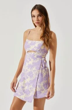 Keyhole Wrap Floral Mini Dress -Chic Ladies Wear Shop ADR101709 LAVENDERFLORAL 4