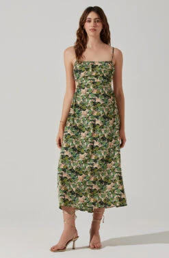 Open Back Floral Midi Dress -Chic Ladies Wear Shop ADR101751 GREENORANGEFLORAL 2
