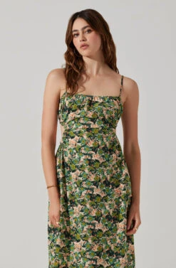 Open Back Floral Midi Dress -Chic Ladies Wear Shop ADR101751 GREENORANGEFLORAL 4