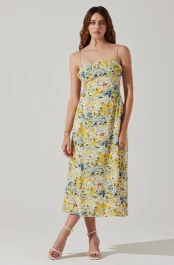 Open Back Floral Midi Dress -Chic Ladies Wear Shop ADR101751 YELLOWBLUEABSTRACT 1