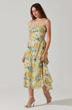 Open Back Floral Midi Dress -Chic Ladies Wear Shop ADR101751 YELLOWBLUEABSTRACT 2