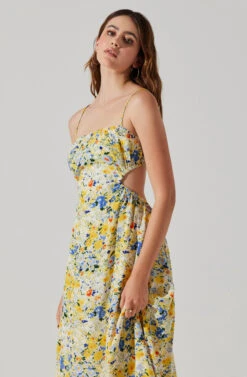 Open Back Floral Midi Dress -Chic Ladies Wear Shop ADR101751 YELLOWBLUEABSTRACT 4