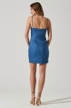 Side Ruched Mini Dress -Chic Ladies Wear Shop ADR101762 INDIGO 6