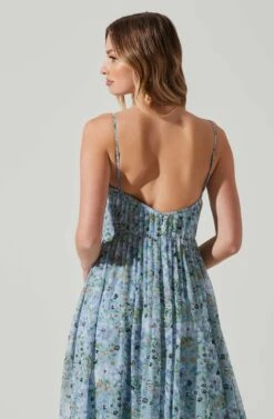 Floral Pleated Midi Dress -Chic Ladies Wear Shop ADR101774 BLUEFLORAL 5