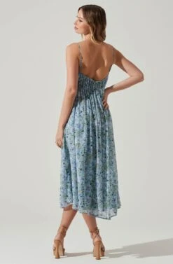 Floral Pleated Midi Dress -Chic Ladies Wear Shop ADR101774 BLUEFLORAL 6