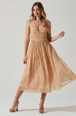 Floral Pleated Midi Dress -Chic Ladies Wear Shop ADR101774 YELLOWPINKFLORAL 2