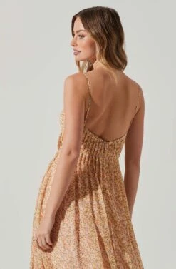 Floral Pleated Midi Dress -Chic Ladies Wear Shop ADR101774 YELLOWPINKFLORAL 5