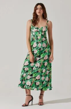 Satin Corset Floral Maxi Dress -Chic Ladies Wear Shop ADR101783 PINKGREENFLORAL 2