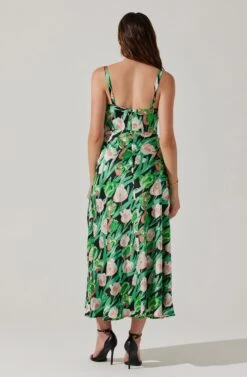 Satin Corset Floral Maxi Dress -Chic Ladies Wear Shop ADR101783 PINKGREENFLORAL 5