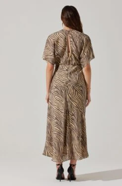 Flutter Sleeve Open Back Midi Dress -Chic Ladies Wear Shop ADR101803 CHARCOALTAUPEABST 5