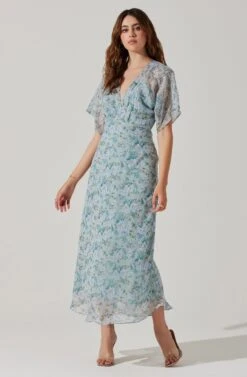 Flutter Sleeve Open Back Maxi Dress 20 Flutter Sleeve Open Back Maxi Dress -Chic Ladies Wear Shop ADR101803 LIGHTBLUEMULTIFRL 2