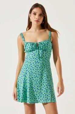 Sweetheart Neck Open Back Mini Dress -Chic Ladies Wear Shop ADR101821 GREENBLUEFLORAL 3