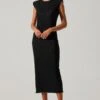Plisse Straight Neck Midi Dress -Chic Ladies Wear Shop ADR101830 BLACK 2