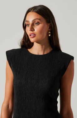 Plisse Straight Neck Midi Dress 17 Plisse Straight Neck Midi Dress -Chic Ladies Wear Shop ADR101830 BLACK 4