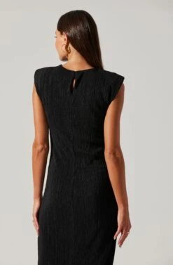 Plisse Straight Neck Midi Dress 18 Plisse Straight Neck Midi Dress -Chic Ladies Wear Shop ADR101830 BLACK 6