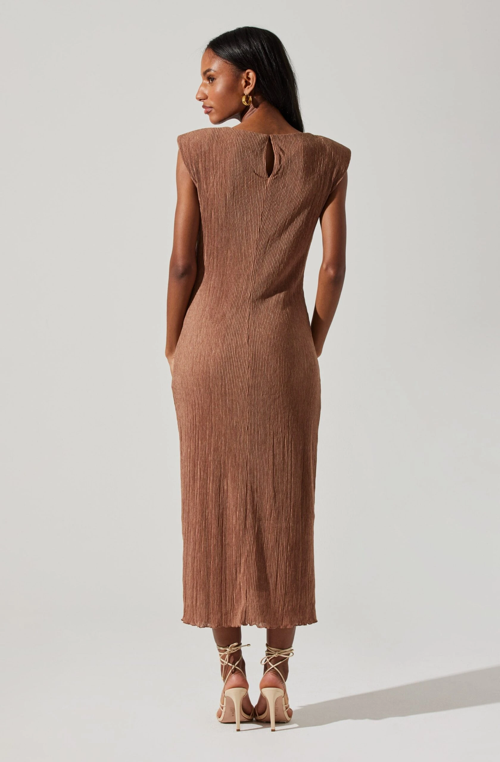 Plisse Straight Neck Midi Dress 14 Plisse Straight Neck Midi Dress - Image 12