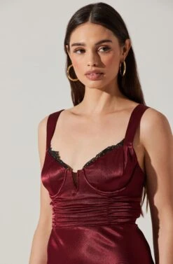 Aeris Satin Lace Trim Maxi Dress 33 Aeris Satin Lace Trim Maxi Dress -Chic Ladies Wear Shop ADR102254 WINE 2