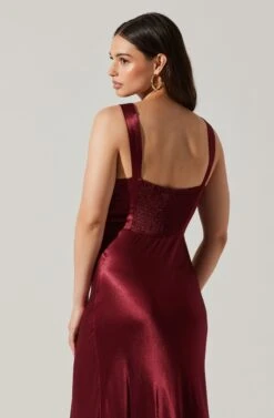 Aeris Satin Lace Trim Maxi Dress 36 Aeris Satin Lace Trim Maxi Dress -Chic Ladies Wear Shop ADR102254 WINE 4