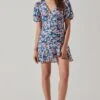 Flutter Sleeve Cutout Floral Mini Dress -Chic Ladies Wear Shop ADR10724 BLUEPINKFLORAL 1