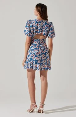 Flutter Sleeve Cutout Floral Mini Dress 19 Flutter Sleeve Cutout Floral Mini Dress -Chic Ladies Wear Shop ADR10724 BLUEPINKFLORAL 5