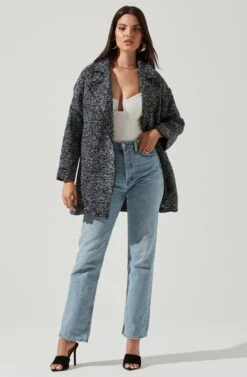 Oversized Marled Coat -Chic Ladies Wear Shop ALT13093 BLACK WHITE 1