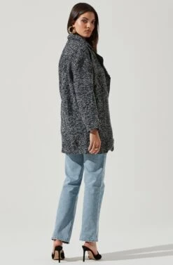 Oversized Marled Coat -Chic Ladies Wear Shop ALT13093 BLACK WHITE 3