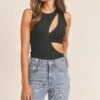 Fillory Cutout Bodysuit 1 Fillory Cutout Bodysuit -Chic Ladies Wear Shop AMB ST6540 BLACK 3