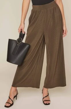 Pleated Wide Leg Pant -Chic Ladies Wear Shop AP7071 OLIVE 4A
