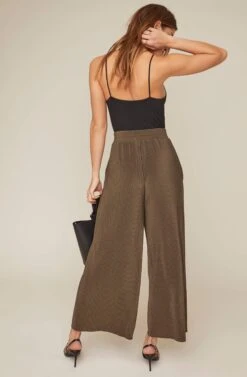 Pleated Wide Leg Pant -Chic Ladies Wear Shop AP7071 OLIVE 6A