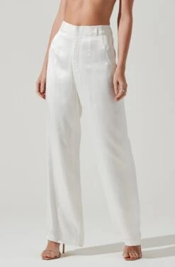 Brigitta Satin Wide Leg Pants -Chic Ladies Wear Shop AP7265S WHITE 4