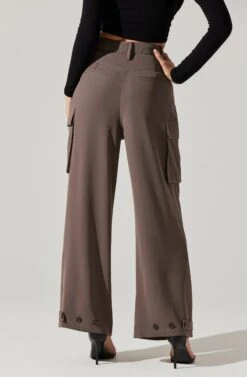 Pleated Wide Leg Cargo Pants -Chic Ladies Wear Shop AP7310 WARMGREY 2