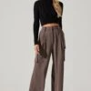 Pleated Wide Leg Cargo Pants -Chic Ladies Wear Shop AP7310 WARMGREY 3
