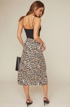 Button Front Midi Skirt -Chic Ladies Wear Shop AS9024B LEOPARD PRINT 8A