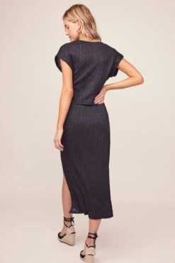Plisse Midi Skirt -Chic Ladies Wear Shop AS9032 BLACK 4 Edit