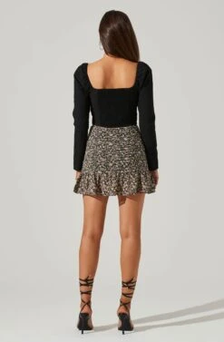 Floral Ruched Mini Skirt -Chic Ladies Wear Shop AS9114 BLACKMAGENTAFRL 6