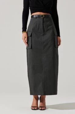 High Rise Cargo Maxi Skirt -Chic Ladies Wear Shop AS9163 CHARCOAL 5 227374e4 2934 4999 a635 dc13a7ce205f