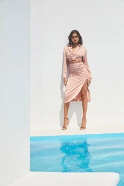 Perry Ruched Side Slit Midi Skirt 15 Perry Ruched Side Slit Midi Skirt -Chic Ladies Wear Shop ASTR SPR22 PT1 34262