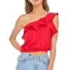 Ruffle One Shoulder Top -Chic Ladies Wear Shop AT12597 HOT RED 1A